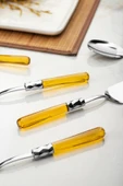 5 Parça Platin Servis Seti & Servis Sunum Seti Amber ( Kepçe / Kevgir / Sıpatula / Çatal / Kaşık ) - 5
