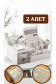 2 Adet Office 2 Çekmeceli Masa Üstü Düzenleyici - Ofis Kalemlik Bölmeli Organizer Kozmetik Stand thumbnail 1