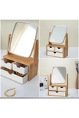 Bambu 3 Çekmeceli Aynalı Makyaj ve Takı Organizer  - Makyaj Aynalı Organizer - 1