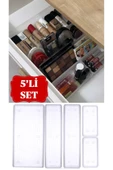 Bade 5'li Çekmece İçi Organizer 1+2+2 - Kozmetik Takı Makyaj Organizeri Çekmece İçi Düzenleyici thumbnail 1