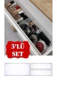 Bade 3'lü Çekmece İçi Organizer 1+2 - Kozmetik Takı Makyaj Organizeri Çekmece İçi Düzenleyici thumbnail 1