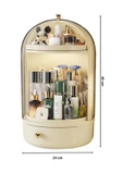 Glow Vitrin 360 Döner Standlı Çekmeceli Raflı Hazneli Makyaj Kozmetik Organizer - 4
