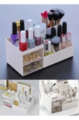Make-up Kozmetik Standı Şeffaf 2 Çekmeceli Makyaj Düzenleyici Ruj Kalem Organizer Oje Rafı - 2
