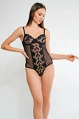 my cherie Tül Düpür Dantel Askılı Balenli Body - 1
