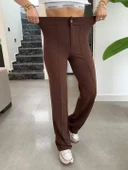 Kadın Yüksek Bel Full Likralı Krep Kumaş Pantolon - 6
