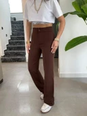 Kadın Yüksek Bel Full Likralı Krep Kumaş Pantolon - 3