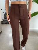 Kadın Yüksek Bel Full Likralı Krep Kumaş Pantolon - 2