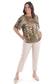 Büyük Beden Leopar Desenli Bluz - 3