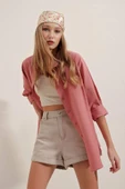 3900 Oversize Uzun Basic Gömlek - Gül Kurusu - 1