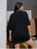 Baskılı Oversize T-shirt - Siyah - 2