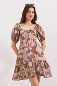 2351 Kloş Poplin Elbise - D.Gül Kurusu - 1