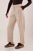 Kapama Cep Detaylı Krem Pantolon - 2