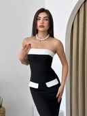 Mielle Cep Detaylı Straplez Elbise - 1