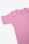 %100 Organik Pamuklu Pembe Kısa Kollu Bebek Body 5'li Paket - 3