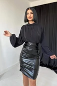 Siyah Deri Elbise - 3