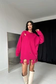 Fuşya Lazer Kesim Bluz - 1