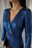 PARLAK KRUVAZE BODYSUİT - Saks - 3
