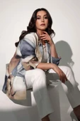 Angelino Moda Büyük Beden Batik Desen Kruvaze Yaka Gri Ceket - 3