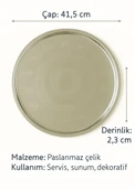 Geleneksel Çelik Sini – 41,5 cm Paslanmaz Yemek Tepsisi, Çay ve Kahve Sunum No:45 thumbnail 3