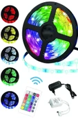 Genel Markalar Led Animasyonlu 3 Renk Tak Çalıştır Kumandalı Trafolu Rgb Şerit Işık Aydınlatma 5 Metre - 1