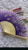 Beluga Yelpaze Bambu Vintage Mor Kelebekli Bahar Dalı Desenli Şık Püsküllü Japon Yelpaze 0419 - 2