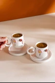Uğur Böceği Amore El Yapımı Seramik İkili Türk Kahvesi Fincan Takımı - 4