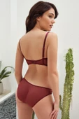 MAN4816 Kadın Balenli Destekli Dolgulu Yaka Detaylı Fermuarlı Dantelli Büstiyer Sütyen ve Slip Takım (4816) - 3