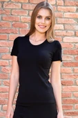 MAN8532 Kadın Termal Kısa Kol Geniş Yaka İçlik T-Shirt (8532) - 1