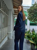 Gold Düğmeli Blazer Ceket Lacivert - 5