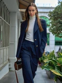 Gold Düğmeli Blazer Ceket Lacivert - 1