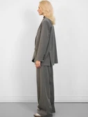 Oversize Düğmeli Blazer Ceket Gri - 6