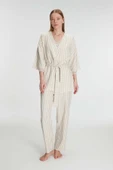 MAN11215 Anıl Kadın 3’lü Sabahlık, Atlet ve Pantolon Takımı Dantel Detaylı, Gecelik Set 11215 thumbnail 2