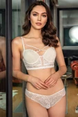 MAN4808 Kadın Balenli Destekli Dolgulu Yaka Detaylı Dantelli Büstiyer Sütyen ve Slip Takım (4808) - 1