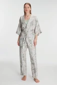 MAN11223 Anıl 11223 Kadın Sabahlık Atlet ve Pantolon Takım Pamuklu Pijama Set - 2