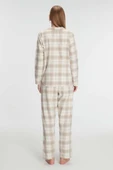 MAN11212 Anıl 11212 Kadın Pamuklu Uzun Kol Gömlek Pantolon Pijama Takımı - 3