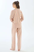 MAN11498 Anıl 11498 Kadın Viscose Çizgili Gömlek Pantolon Pijama Takımı thumbnail 2