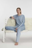MAN11302 Anıl 11302 Kadın Uzun Kol V Yaka Sweatshirt ve Pantolon Takım Pijama Takımı - 2