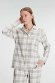 MAN11252 Anıl 11252 Kadın Kare Desenli Pamuklu Gömlek Pijama Takımı - 2