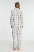 MAN11252 Anıl 11252 Kadın Kare Desenli Pamuklu Gömlek Pijama Takımı - 3