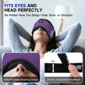 TOPOINT Uyku Kulaklıkları Bluetooth Uyku Maskesi - Mor Havalandırmalı - 3