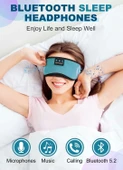 TOPOINT Uyku Kulaklıkları Bluetooth Uyku Maskesi - Açık Mavi - 2