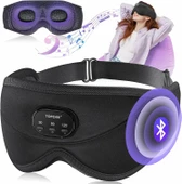 TOPOINT Uyku Kulaklıkları Bluetooth 3D Uyku Maskesi - Siyah - 1