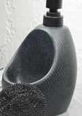Taş Desenli Sıvı Sabunluk - Sünger Hazneli Mutfak Sabunluğu - 700 ML -  Çizgi Desen - 9