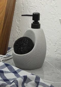 Taş Desenli Sıvı Sabunluk - Sünger Hazneli Mutfak Sabunluğu - 700 ML -  Çizgi Desen - 1