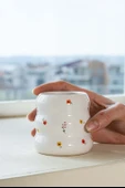 Minimal Çiçekler Amore El Yapımı Seramik Double Kahve Bardağı Mug Kupa - 1