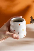 Minimal Çiçekler Amore El Yapımı Seramik Double Kahve Bardağı Mug Kupa - 4