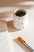 Minimal Çiçekler Amore El Yapımı Seramik Double Kahve Bardağı Mug Kupa - 5