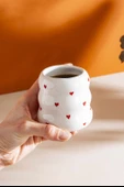 Rivaİstanbul Mini Kalpler Amore El Yapımı Seramik Double Kahve Bardağı Mug Kupa thumbnail 3