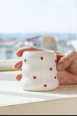 Rivaİstanbul Mini Kalpler Amore El Yapımı Seramik Double Kahve Bardağı Mug Kupa thumbnail 1