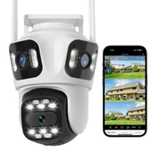 QASUL IP Kamera 6K HD Üç Ekranlı Harici WiFi Kamera Dış Mekan 4K Çift Lens Otomatik Takip - 1